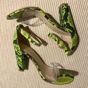 **Bamboo green snakeskin heels sz 11